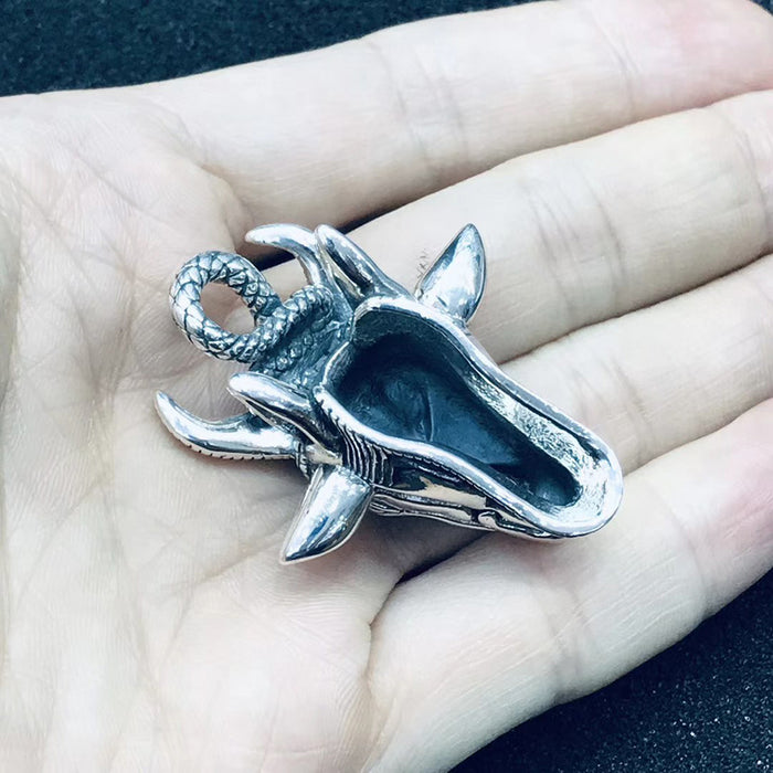 Real Solid 925 Sterling Silver Pendants Animals Snake Goat Head Punk Gothic Jewelry