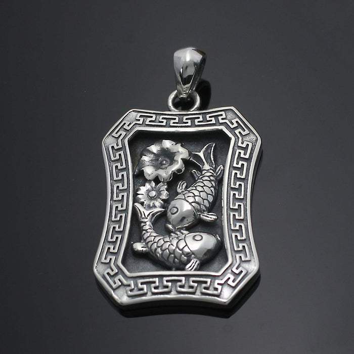 Real Solid 925 Sterling Silver Pendants Animals Koi Carp Fish Flowers Fashion Lucky Jewelry