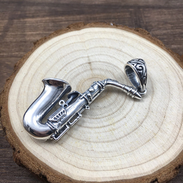 Real Solid 925 Sterling Silver Pendants Saxophone Music Virgin Mary Punk Jewelry