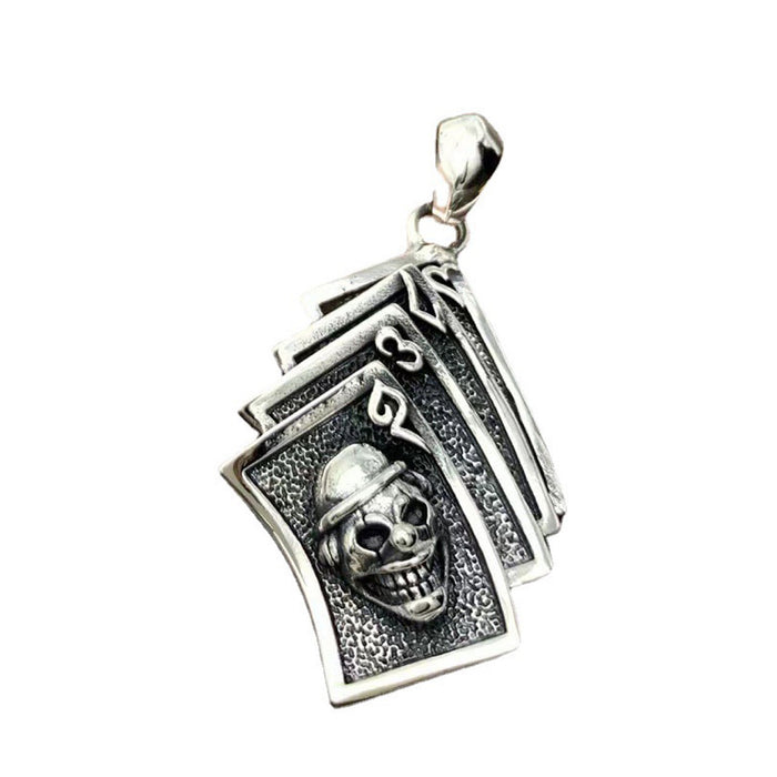 Real Solid 925 Sterling Silver Pendants Clown Joker Skulls Poker Card Hip Hop Punk Jewelry
