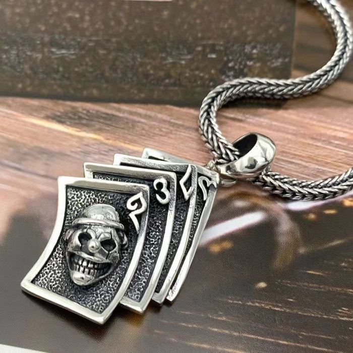 Real Solid 925 Sterling Silver Pendants Clown Joker Skulls Poker Card Hip Hop Punk Jewelry