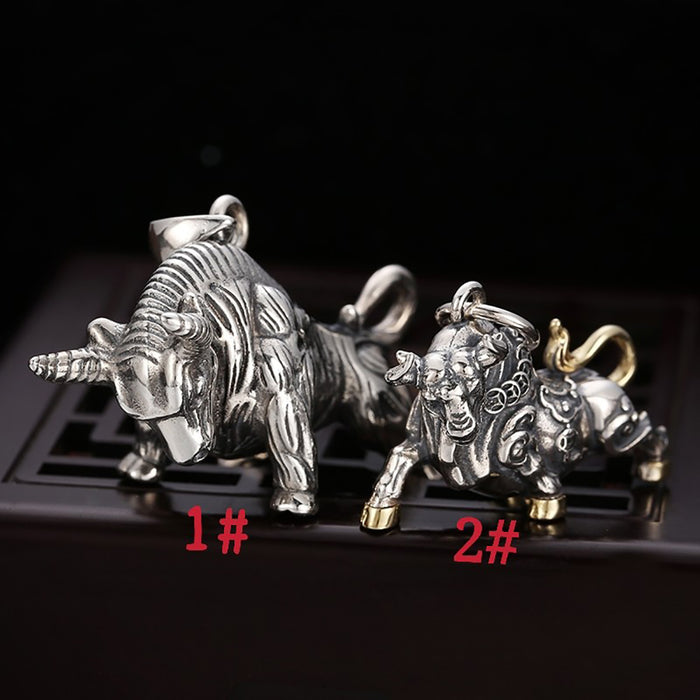 Real Solid 925 Sterling Silver Pendants Animals Bull Zodiac Taurus Coins Gothic Punk Jewelry