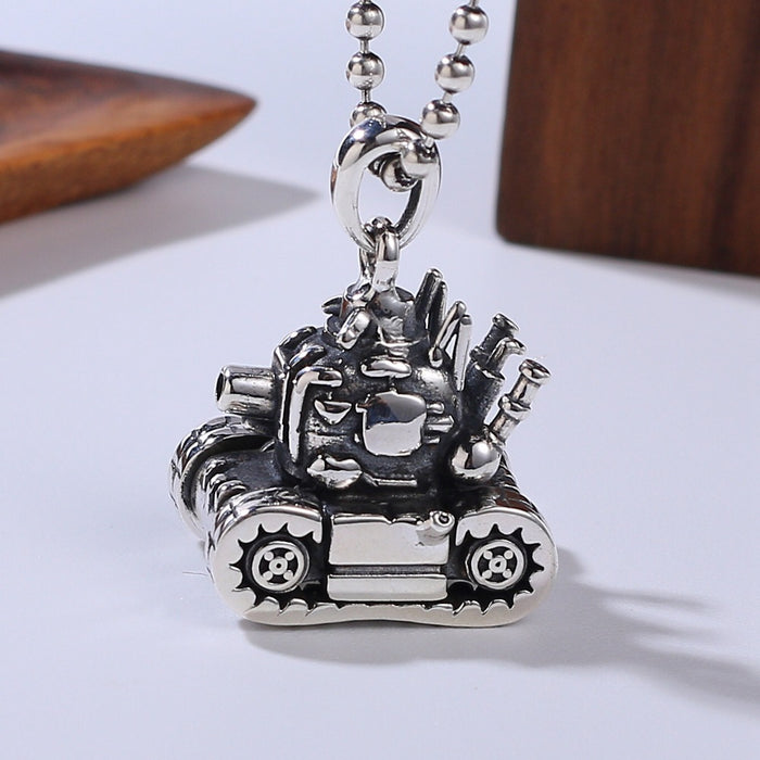 Real Solid 925 Sterling Silver Pendants Tank Military Vehicles Gothic Punk Jewelry