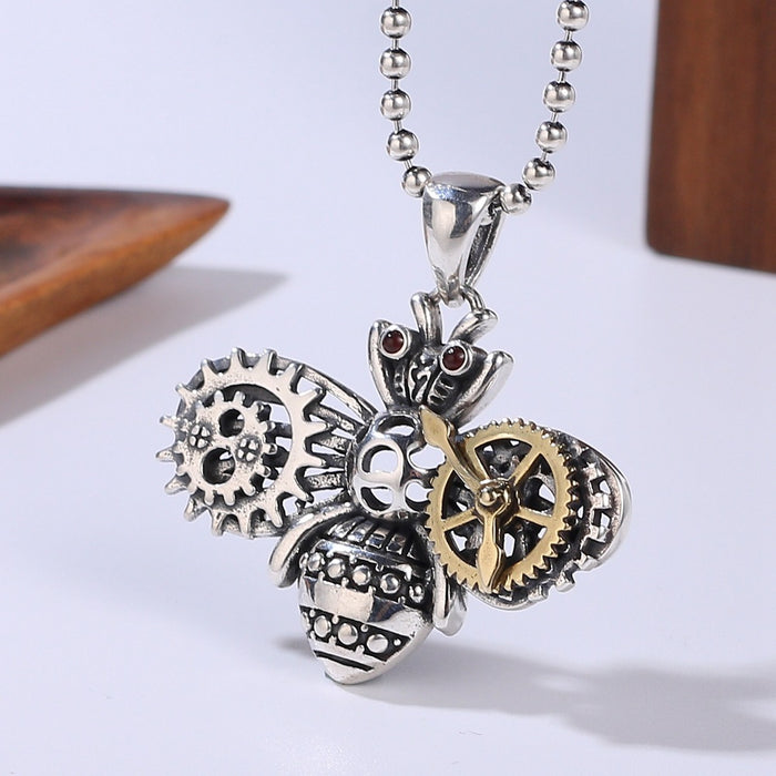 Real Solid 925 Sterling Silver Pendants Animal Bee Gears Steampunk Gothic Jewelry