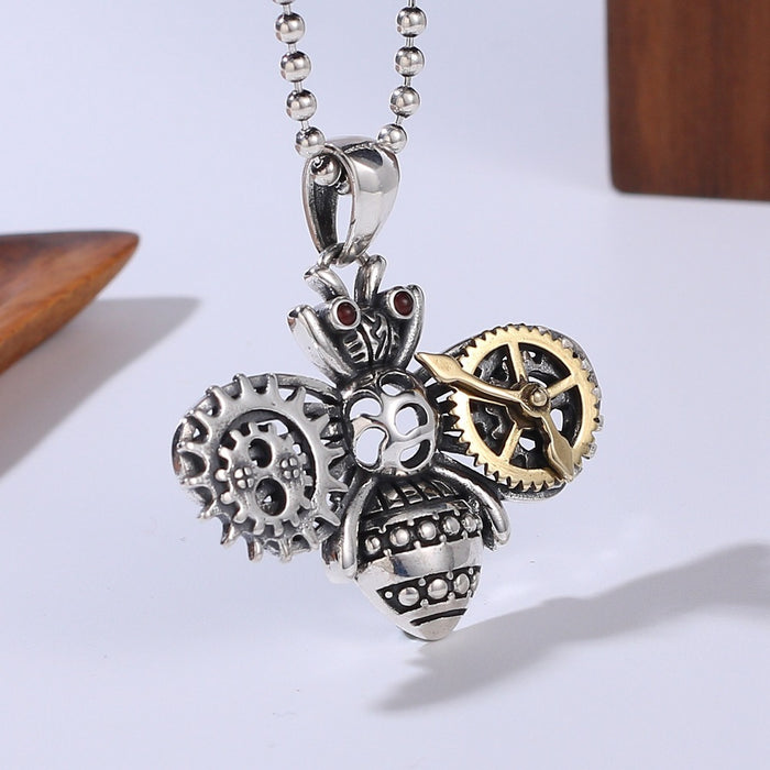 Real Solid 925 Sterling Silver Pendants Animal Bee Gears Steampunk Gothic Jewelry