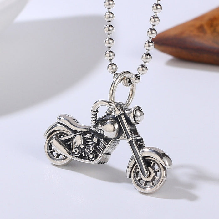 Real Solid 925 Sterling Silver Pendants Motorcycle Vehicles Gothic Punk Jewelry