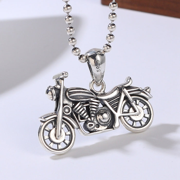 Real Solid 925 Sterling Silver Retro Pendants Motorcycle Vehicles Gothic Punk Jewelry