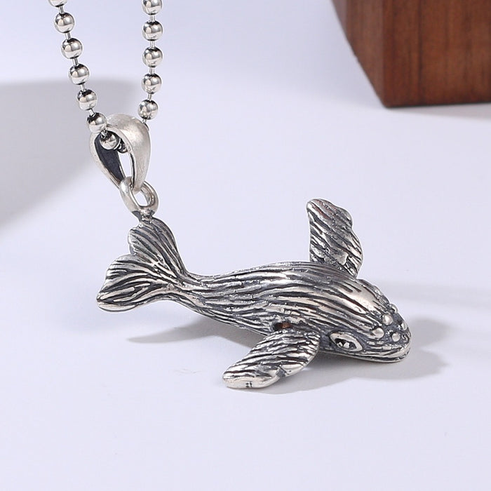 Real Solid 925 Sterling Silver Pendants Animals Whale Fish Fashion Punk Jewelry
