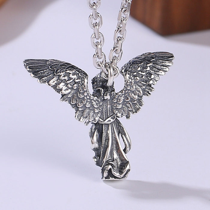 Real Solid 925 Sterling Silver Pendants Angel Wings Cupid Angels Fashion Punk Jewelry