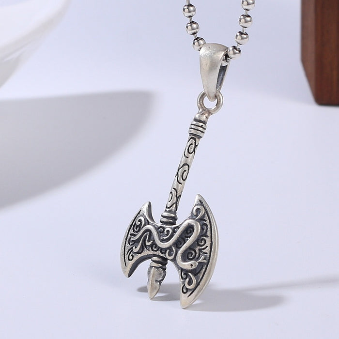 Real Solid 925 Sterling Silver Pendants Axe Auspicious Clouds Gothic Punk Jewelry