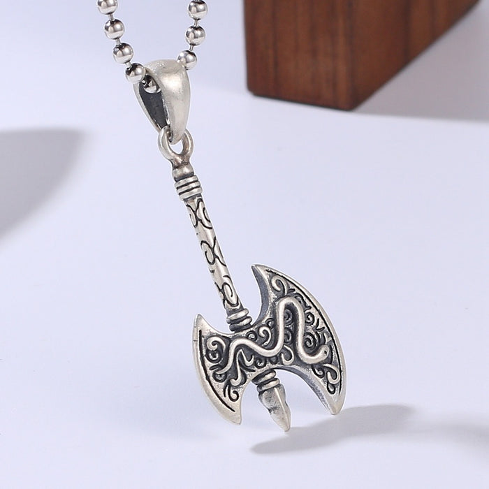 Real Solid 925 Sterling Silver Pendants Axe Auspicious Clouds Gothic Punk Jewelry