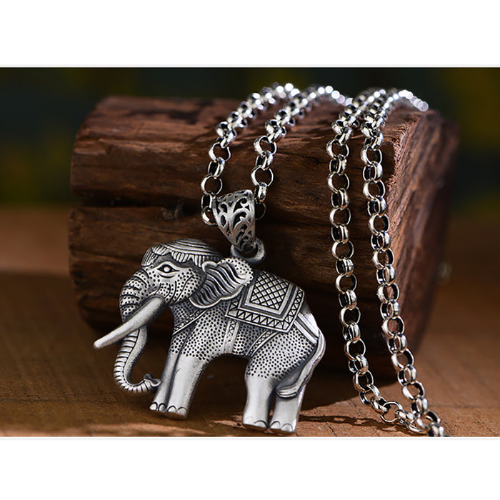 Real Solid 999 Fine Silver Pendants Animals Elephant Fashion Punk Jewelry