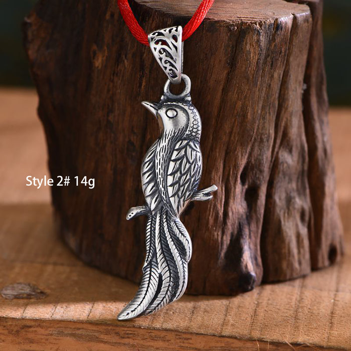 Real Solid 999 Fine Silver Pendants Animals Magpie Bird Fashion Lucky Punk Jewelry