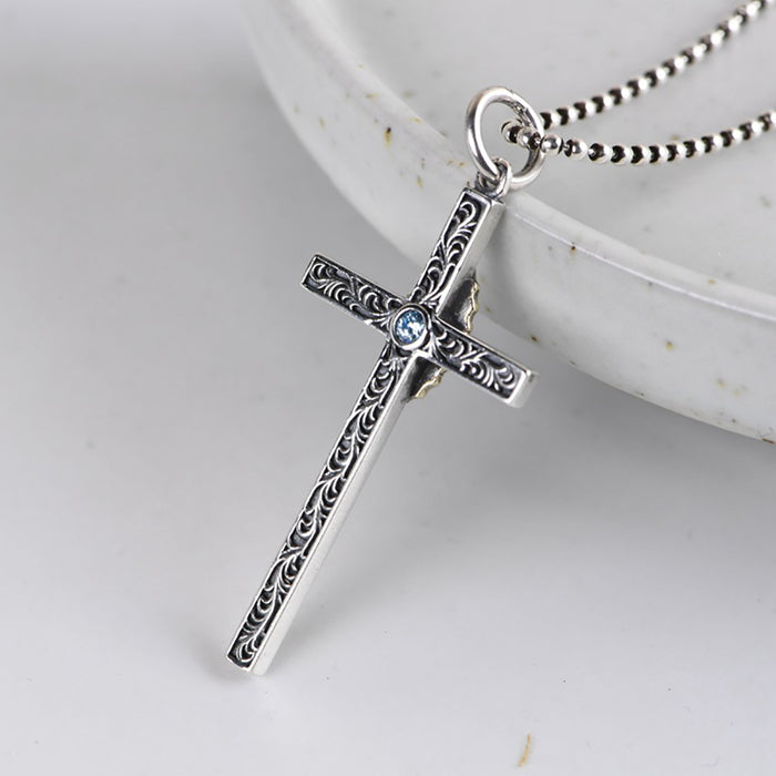 Real Solid 925 Sterling Silver Pendants Cross Virgin Mary Fashion Punk Jewelry