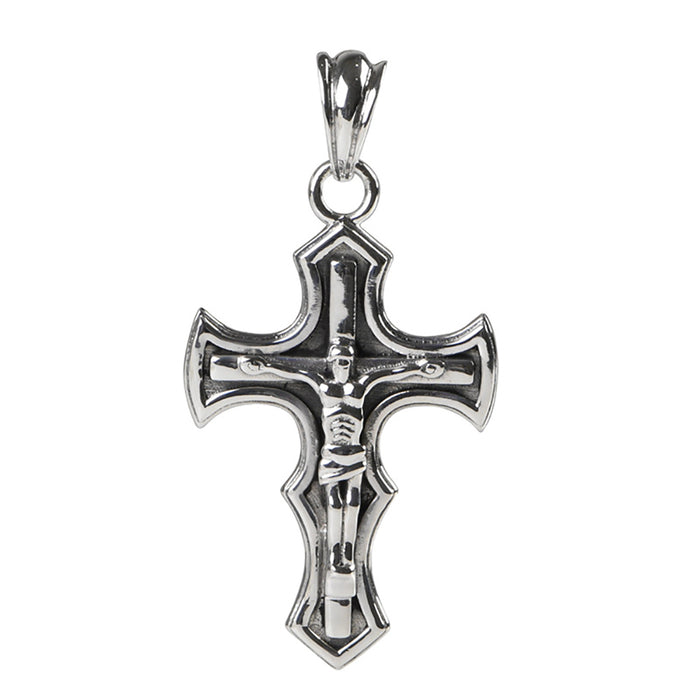 Real Solid 925 Sterling Silver Pendants Cross Jesus Christian Punk Jewelry