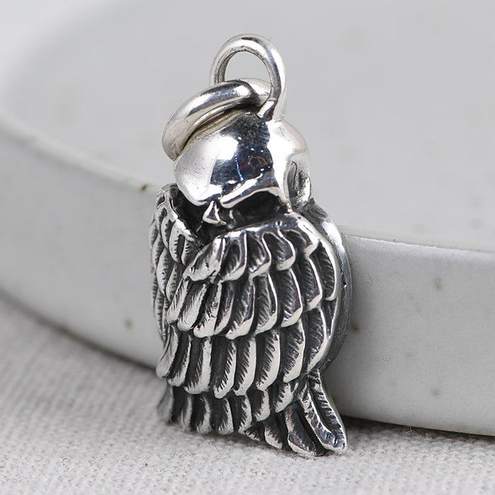 Real Solid 925 Sterling Silver Pendants Animals Owl Wings Skeletons Punk Jewelry