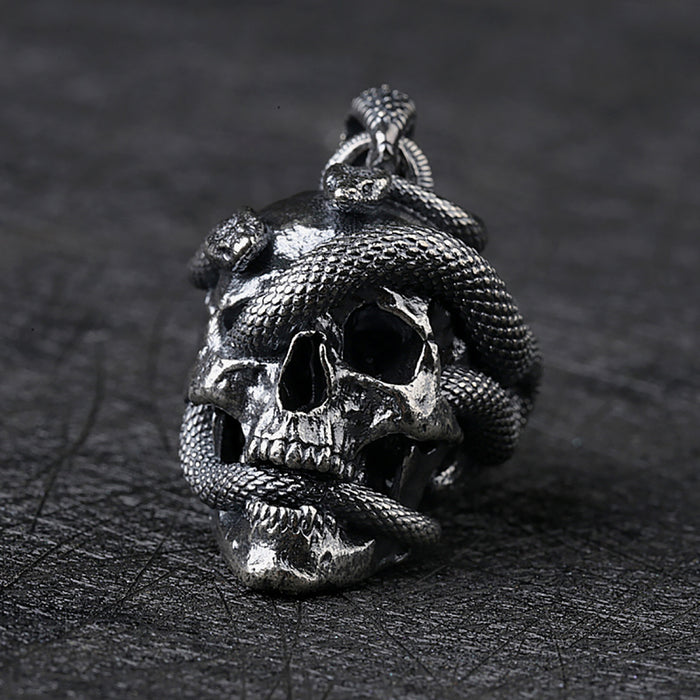 Real Solid 925 Sterling Silver Pendants Skulls Snake Animals Gothic Punk Jewelry