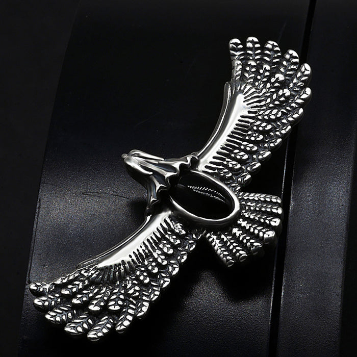 Real Solid 925 Sterling Silver Pendants Gemstone Animals Eagle Spreads its Wings Punk Jewelry