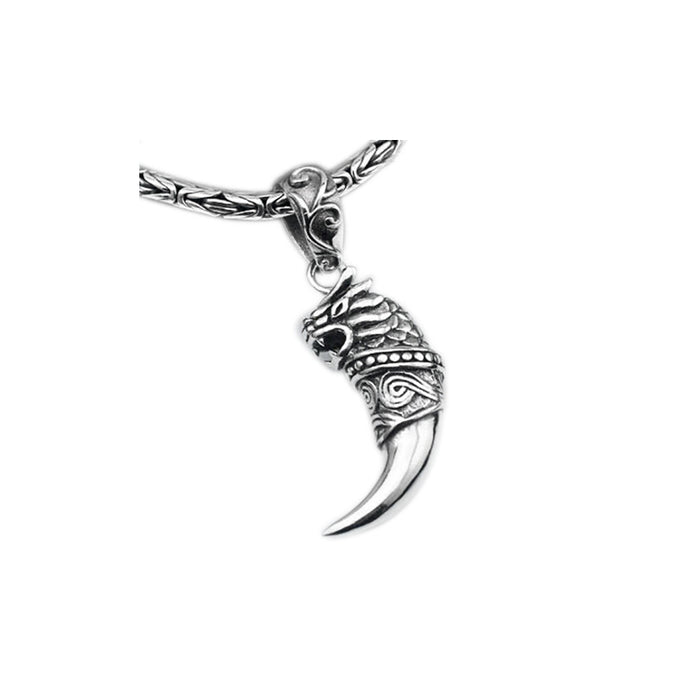 Real Solid 925 Sterling Silver Pendants Animals Wolf Head Wolf Tooth Punk Jewelry