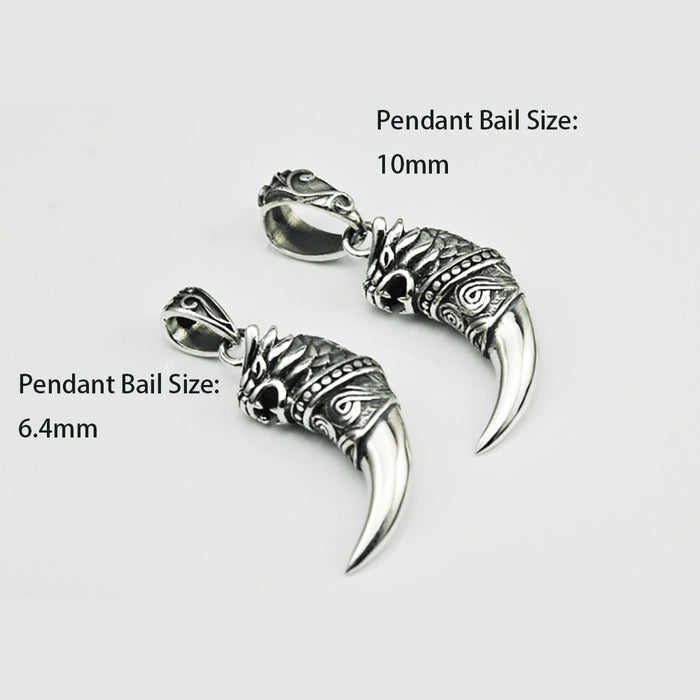 Real Solid 925 Sterling Silver Pendants Animals Wolf Head Wolf Tooth Punk Jewelry