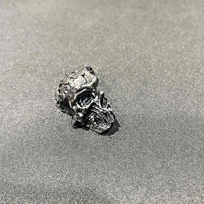 Real Solid 925 Sterling Silver Pendants Half Skeleton Skull Hip Hop Punk Jewelry