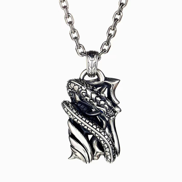 Real Solid 925 Sterling Silver Pendants Animals Dragon Fashion Punk Jewelry
