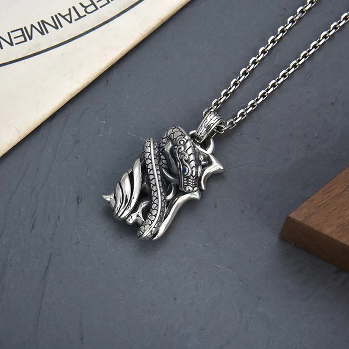 Real Solid 925 Sterling Silver Pendants Animals Dragon Fashion Punk Jewelry