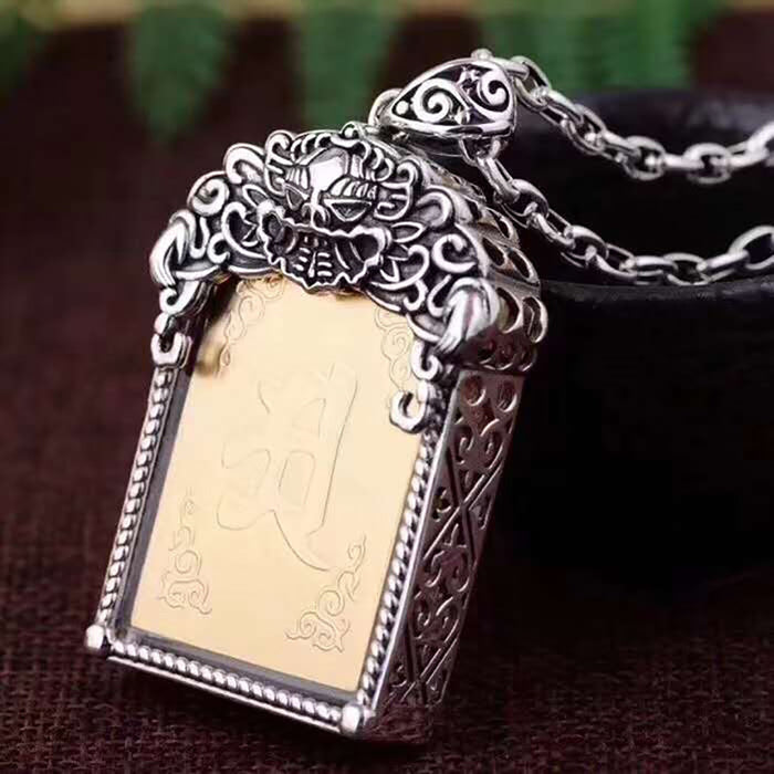 Real Solid 925 Sterling Silver Pendants Ghau Prayer Box Protection Fashion Punk Jewelry