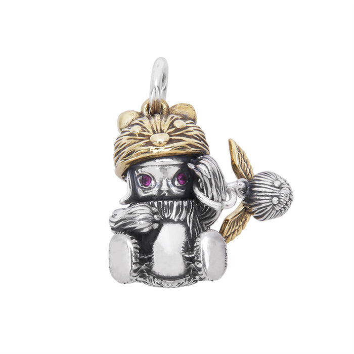 Real Solid 925 Sterling Silver Pendants Animals Bear Fashion Punk Hip Hop Jewelry