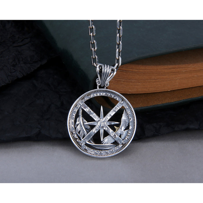Real Solid 925 Sterling Silver Pendants Animals Eagle Hexagram Feather Fashion Punk Jewelry