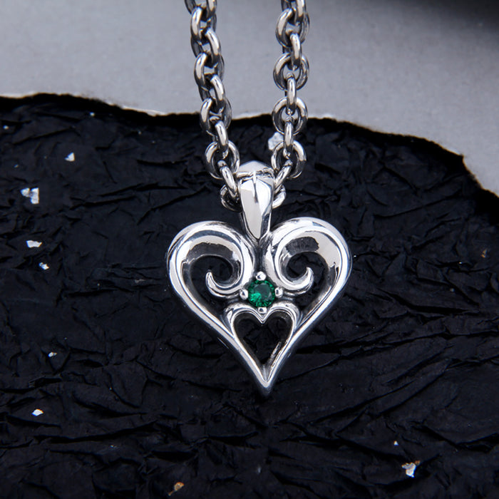 Real Solid 925 Sterling Silver Pendants CZ Inlay Loving Heart Fashion Beautiful Punk Jewelry