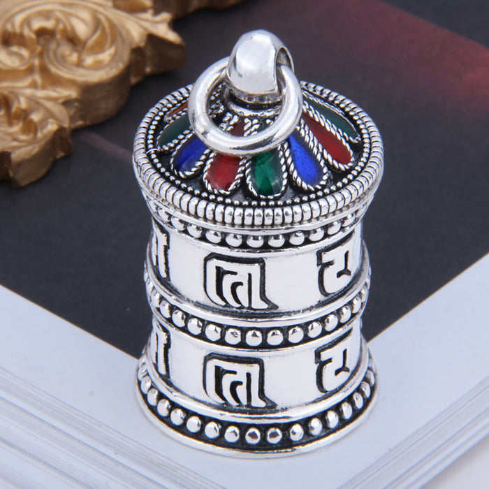 Real Solid 990 Fine Silver Pendants Ghau Prayer Box Protection Om Mani Padme Hum Punk Jewelry