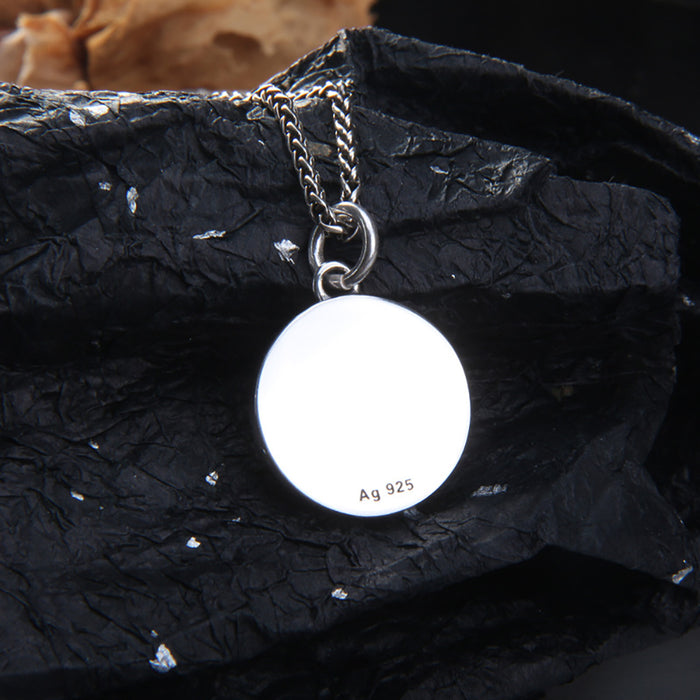 Real Solid 925 Sterling Silver Pendants Epoxy Animals Rabbit Moon Fashion Punk Jewelry