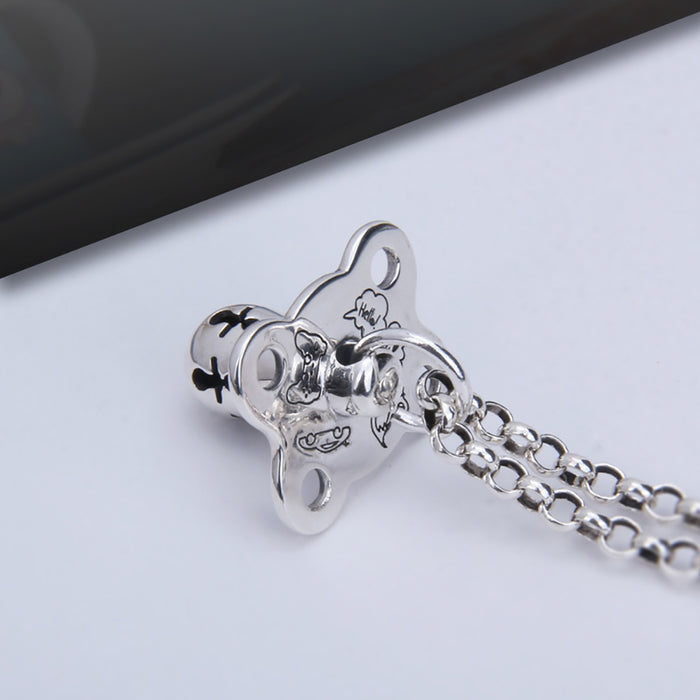 Real Solid 925 Sterling Silver Pendants Mushroom Nipple Scissor Tree Music Note Punk Jewelry