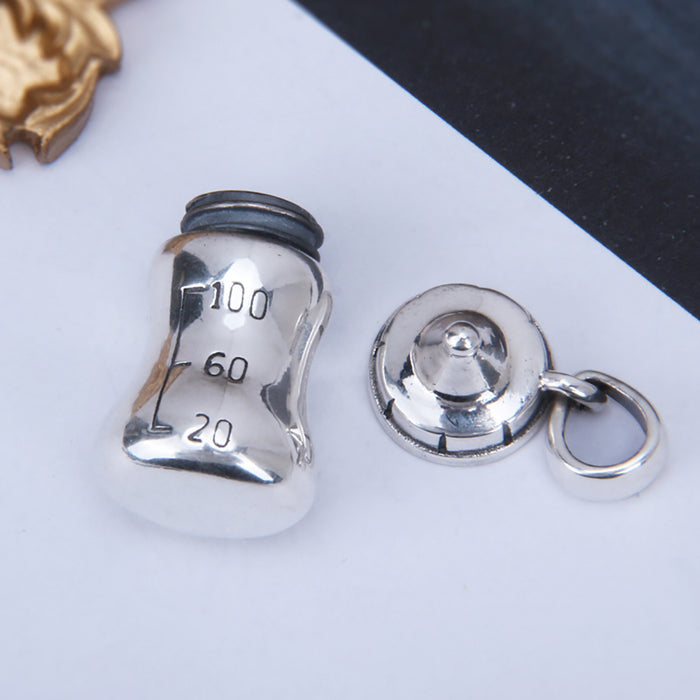 Real Solid 925 Sterling Silver Pendants Milk Bottle Ghau Prayer Box Fashion Punk Jewelry