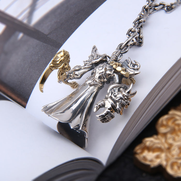 Real Solid 925 Sterling Silver Pendants Taoist Master Sword Protection Punk Jewelry
