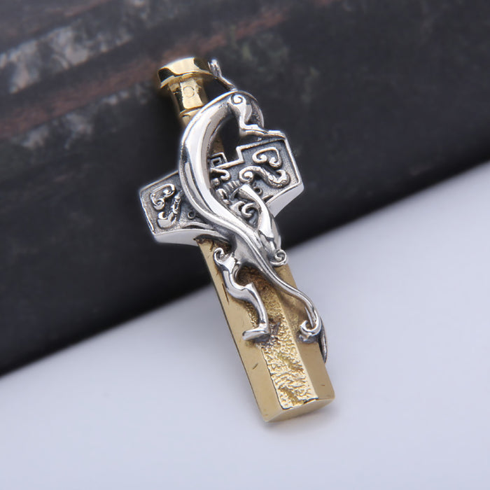 Real Solid 925 Sterling Silver Pendants Animal Totem Sword Protection Punk Jewelry
