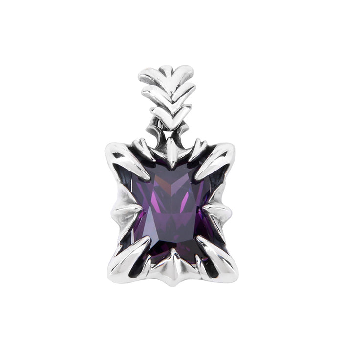 Real Solid 925 Sterling Silver Pendants Purple Cubic Zirconiav Inlay Gothic Punk Jewelry