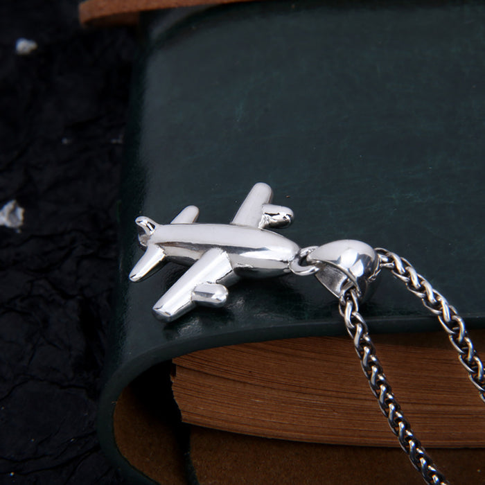Real Solid 925 Sterling Silver Pendants Airplane Travel Fashion Punk Jewelry
