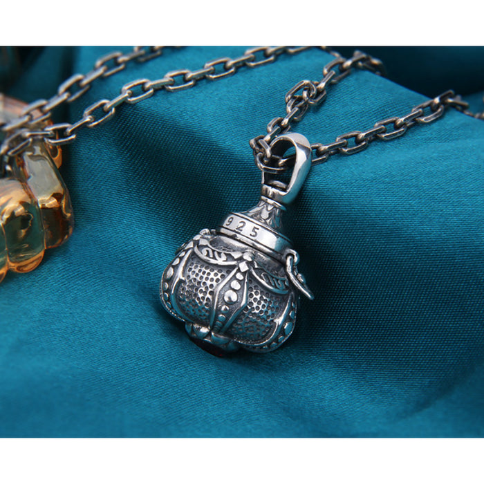 Real Solid 925 Sterling Silver Pendants Ghau Prayer Box Medicine Bottle Perfume Satchel Punk Jewelry