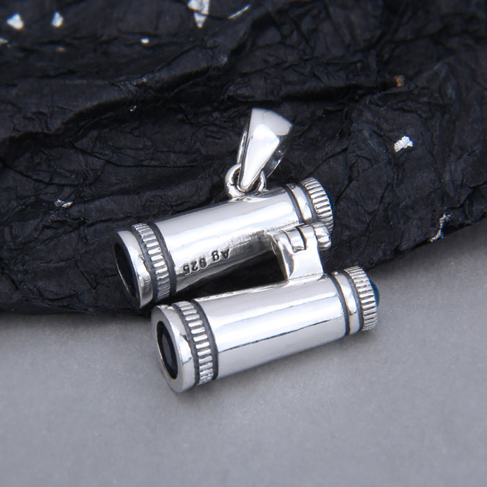 Real Solid 925 Sterling Silver Pendants Telescope Fashion Punk Jewelry Schwenkbar