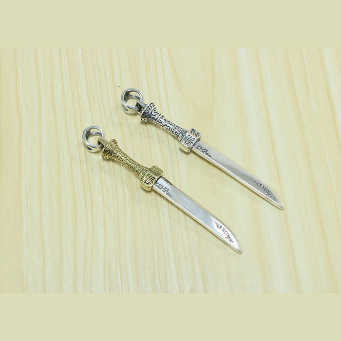 Real Solid 925 Sterling Silver Pendants Sword Fashion Gothic Punk Jewelry