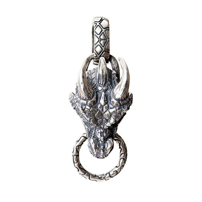 Real Solid 925 Sterling Silver Pendants Animals Dragon Head Gothic Punk Jewelry