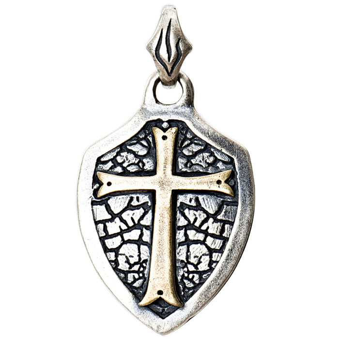 Real Solid 925 Sterling Silver Pendants Shield Cross Fashion Gothic Punk Jewelry