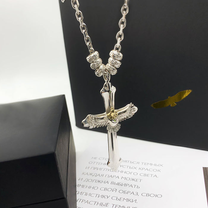 Real Solid 925 Sterling Silver Necklace Pendant Animals Eagle Cross Punk Hip Hop Jewelry 22"-30"