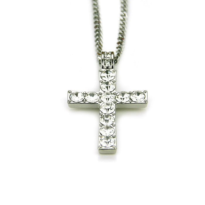 Fashion Hip Hop Diamond Necklace Pendant Jewelry Cross Miami Cuban Chain 24"
