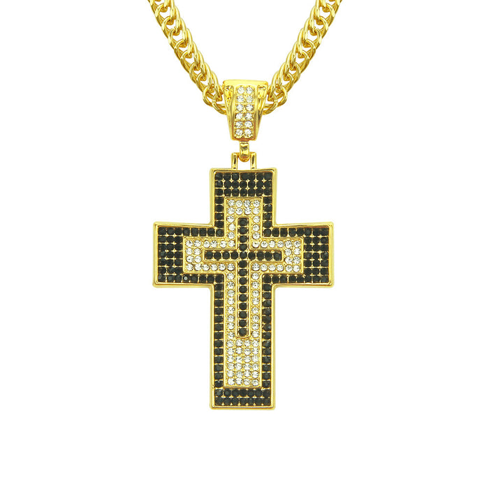 Fashion Hip Hop Diamond Necklace Pendant Jewelry Cross Miami Cuban Chain 35"
