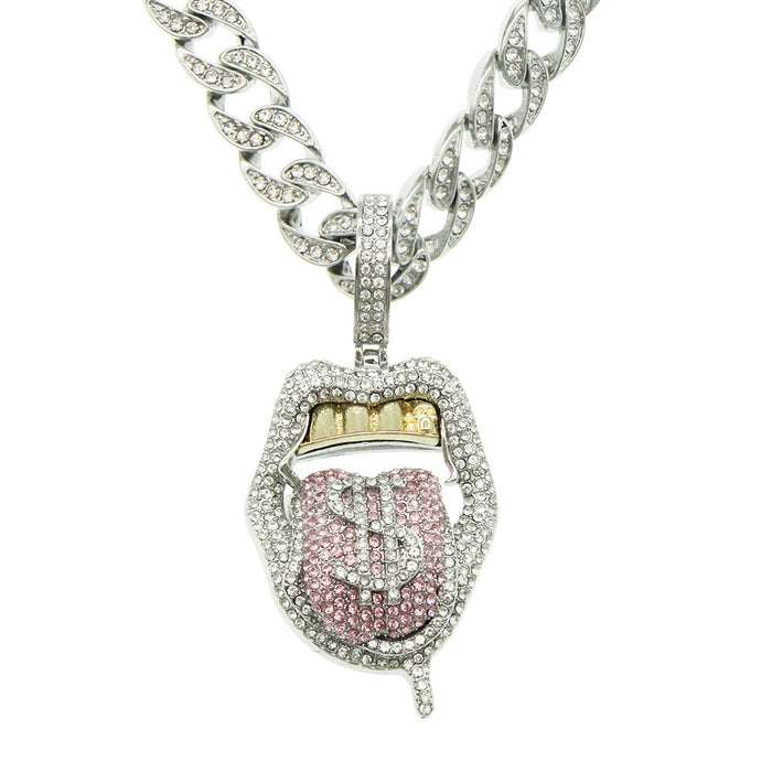 Fashion Hip Hop Diamond Necklace Pendant Jewelry Purse Dollar Sign Money Miami Cuban Chain 20"