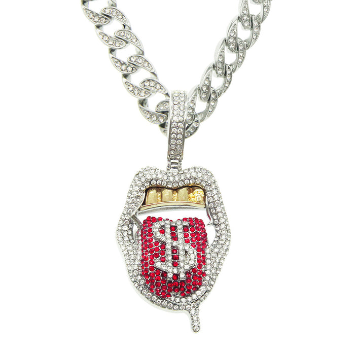 Fashion Hip Hop Diamond Necklace Pendant Jewelry Purse Dollar Sign Money Miami Cuban Chain 20"