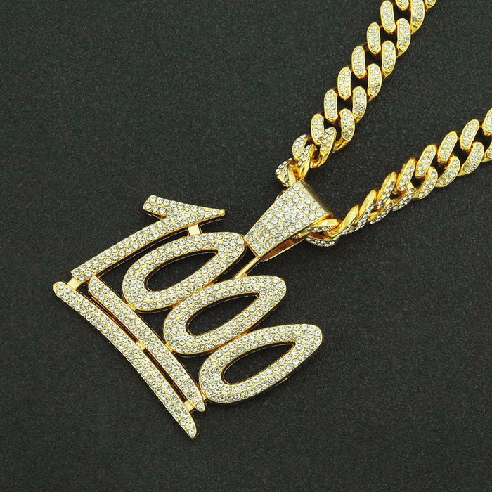 Fashion Hip Hop Diamond Necklace Pendant Punk Lucky Jewelry 1000 Points Miami Cuban Chain 20"